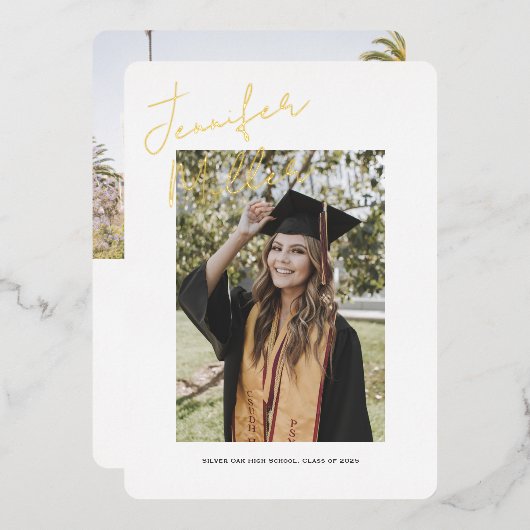 Carte de faire-part de graduation simple de script (Recto/Verso)