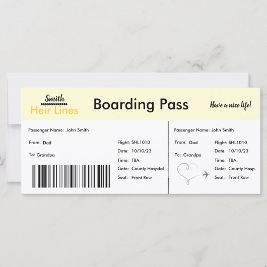 Carte de Faire-part de grossesse à thème (Jaune) (Devant)