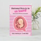 Carte de Faire-part de grossesse amusante rose (Debout devant)