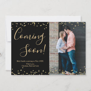 Carte de Faire-part de grossesse Confetti en or no