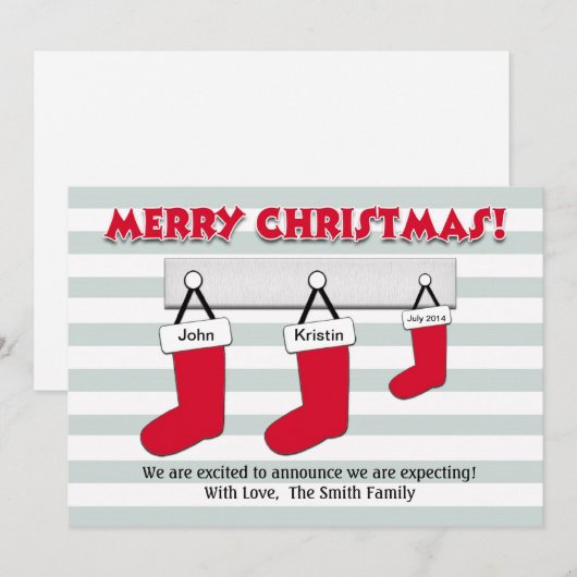 Carte de Faire-part de grossesse de Noël - Bas (Devant / Derrière)