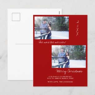 Carte de Faire-part de grossesse de Noël rouge