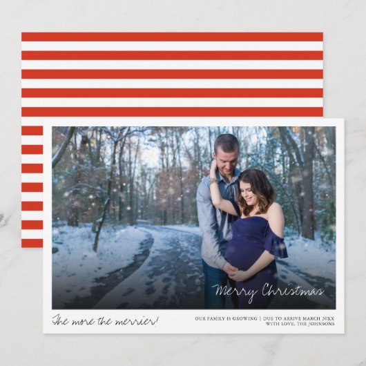 Carte de Faire-part de grossesse photo de Noël (Devant / Derrière)