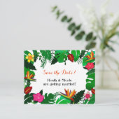 Carte de faire-part de jardin tropical avec feuill (Debout devant)