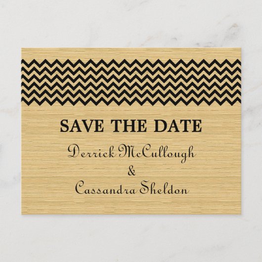 Carte de faire-part de mariage à chevron rustique  (Devant)