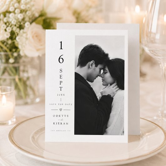 Carte de Faire-Part de Mariage à Date Verticale.
