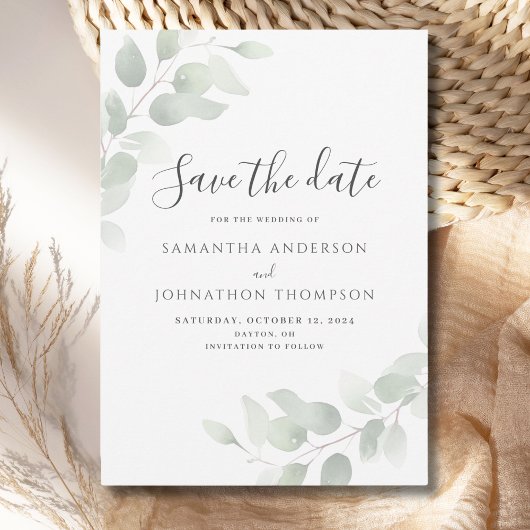 Carte de Faire-Part de Mariage à Eucalyptus