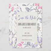 Carte de faire-part de mariage à l'aquarelle Iris  (Devant / Derrière)