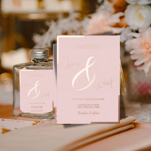 Carte de Faire-part de mariage à l'huile à l'or ch