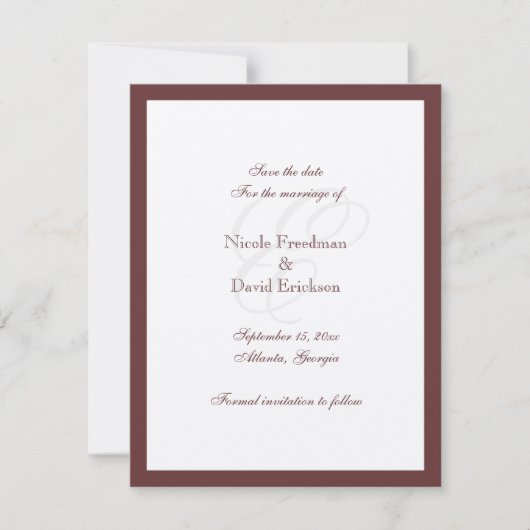 Carte de faire-part de mariage à monogramme avec b (Devant)