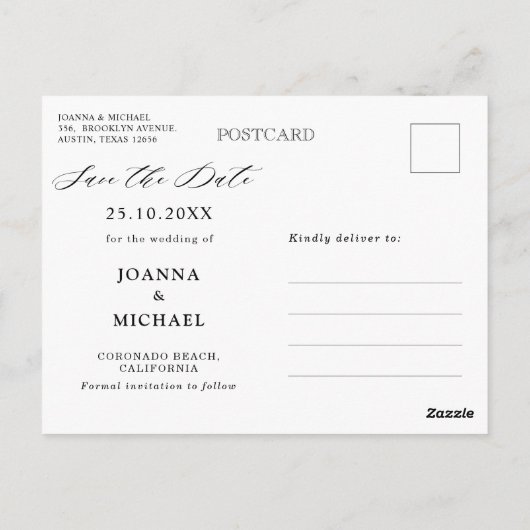 Carte de faire-part de mariage à thème bleu royal (Dos)