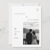 Carte de faire-part de mariage à typographie moder (Devant)