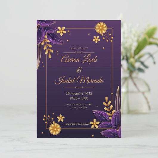 Carte de Faire-part de mariage angulée (Debout devant)