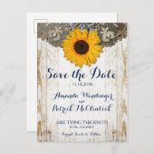 Carte de faire-part de mariage au tournesol rustiq (Devant / Derrière)