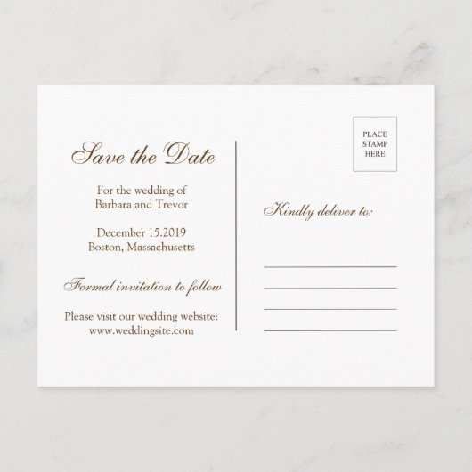 Carte de faire-part de mariage automnal à feuille  (Dos)