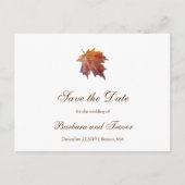 Carte de faire-part de mariage automnal à feuille  (Devant)