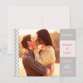 Carte de faire-part de mariage avec chevron gris (Devant / Derrière)