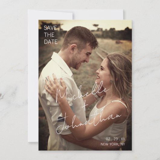 Carte de faire-part de mariage avec code QR photo  (Devant)
