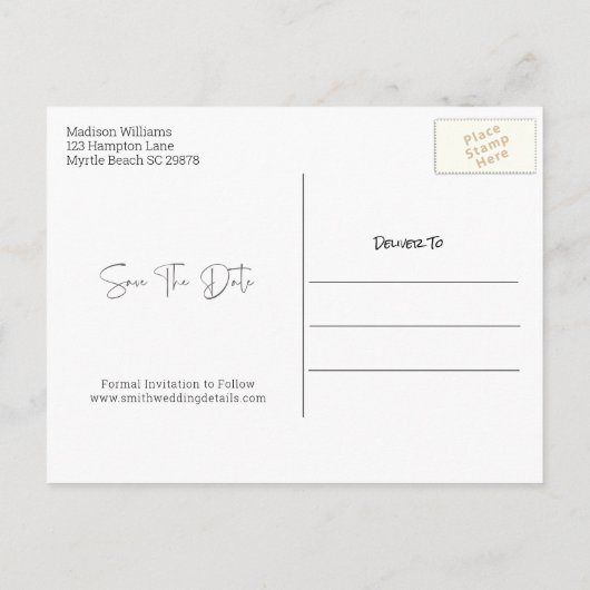 Carte de faire-part de mariage avec couple de vach (Dos)