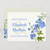 Carte de faire-part de mariage avec fleur de delph (Devant / Derrière)