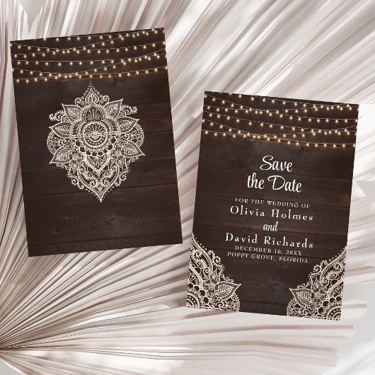 Carte de Faire-Part de Mariage avec Guirlande Lumi