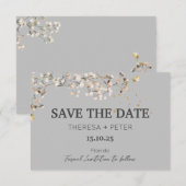 Carte de faire-part de mariage avec Gypsophile (Devant / Derrière)