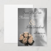 Carte de faire-part de mariage avec roses et marié (Devant / Derrière)