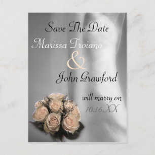 Carte de faire-part de mariage avec roses et marié