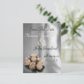Carte de faire-part de mariage avec roses et marié (Debout devant)