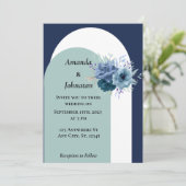 Carte de Faire-part de mariage bleu Dusty (Debout devant)