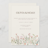 Carte de Faire-part de mariage Boho Fleur sauvage (Devant / Derrière)