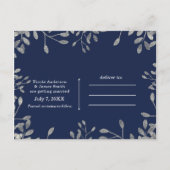 Carte de faire-part de mariage botanique bleu et a (Dos)