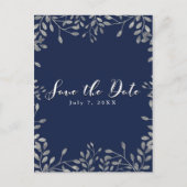 Carte de faire-part de mariage botanique bleu et a (Devant)