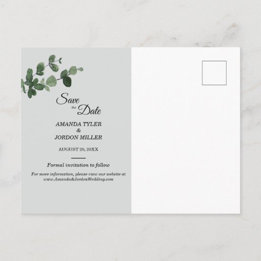 Carte de faire-part de mariage botanique neutre (Dos)