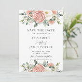 Carte de faire-part de mariage chic avec fleurs en (Debout devant)