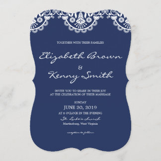 Carte de Faire-part de mariage classique en dentel