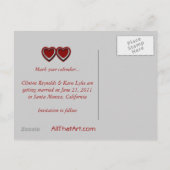 Carte de faire-part de mariage 'Cœur rouge et noir (Dos)