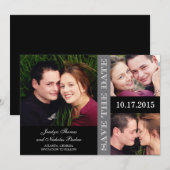 Carte de Faire-Part de Mariage Collage - Gris (Devant / Derrière)