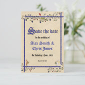 Carte de faire-part de mariage d'animaux médiévaux (Debout devant)