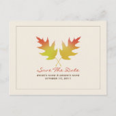 Carte de faire-part de mariage d'automne avec feui (Devant)