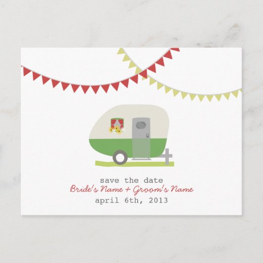 Carte de faire-part de mariage de caravane rétro v (Devant)