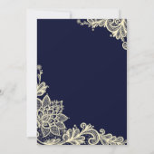 Carte de Faire-part de mariage de dentelle marine (Dos)