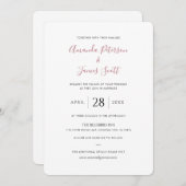 Carte de Faire-part de mariage de script or Rose s (Devant / Derrière)