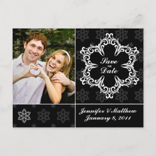 Carte de faire-part de mariage d'hiver - N&B