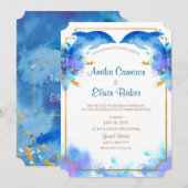 Carte de Faire-part de mariage Dolphin bleu Aquare (Devant / Derrière)