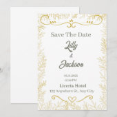 Carte de Faire-Part de Mariage Élégante à Feuille  (Devant / Derrière)