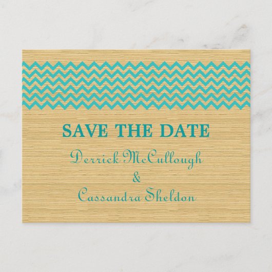 Carte de faire-part de mariage en chevron rustique (Devant)