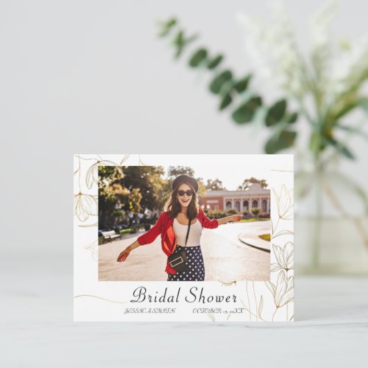 Carte de faire-part de mariage en or PHOTO (Debout devant)