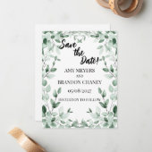 Carte de Faire-Part de Mariage Eucalyptus Greenery (Devant/Arrière en situation)