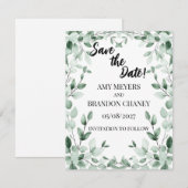 Carte de Faire-Part de Mariage Eucalyptus Greenery (Devant / Derrière)